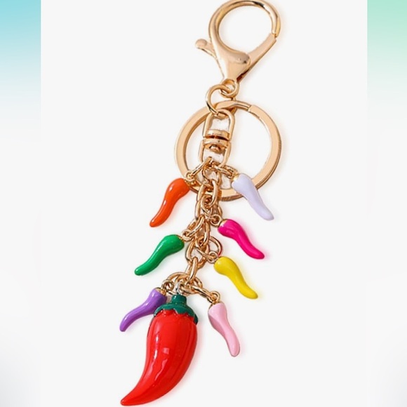 Bag charm purse charm Colorful Chili Pepper Keychain - Picture 1 of 2